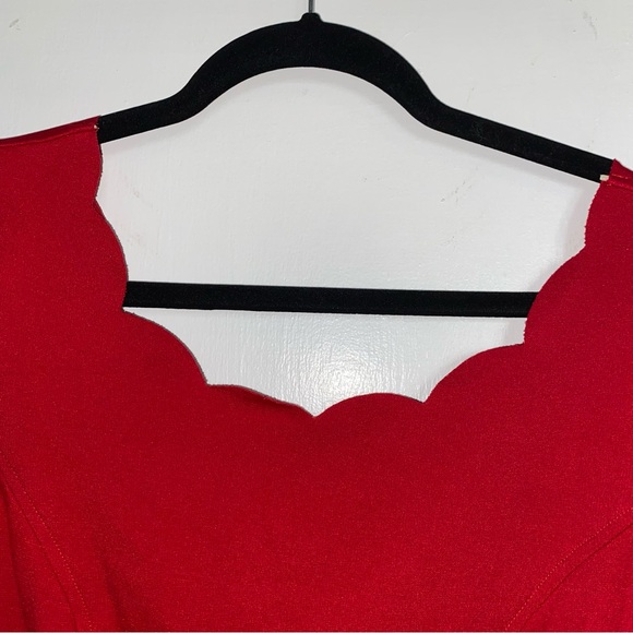 Lulus Tip the Scallops Red Scalloped Skater Dress Size S - Picture 6 of 12